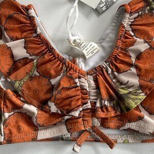 NWT Kate Quinn Ruffle Crop Swim Top 6-12M Vintage Pineapple UPF 50+